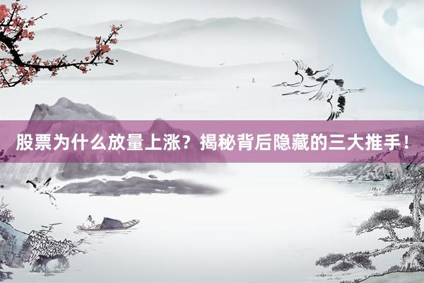 股票为什么放量上涨？揭秘背后隐藏的三大推手！
