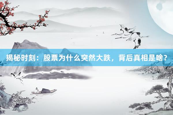 揭秘时刻：股票为什么突然大跌，背后真相是啥？