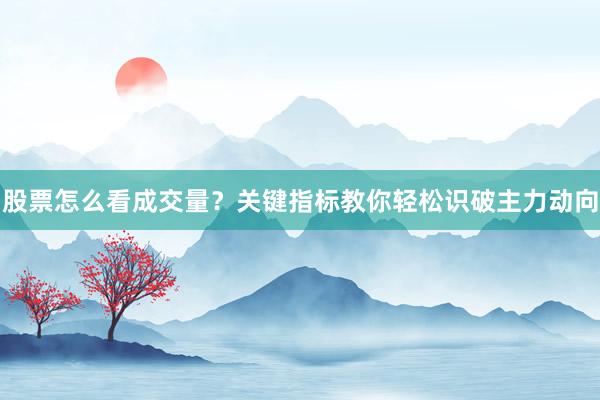 股票怎么看成交量？关键指标教你轻松识破主力动向