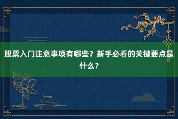 股票入门注意事项有哪些？新手必看的关键要点是什么？