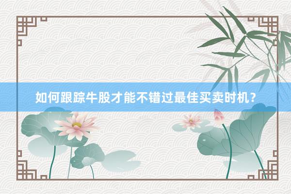 如何跟踪牛股才能不错过最佳买卖时机？