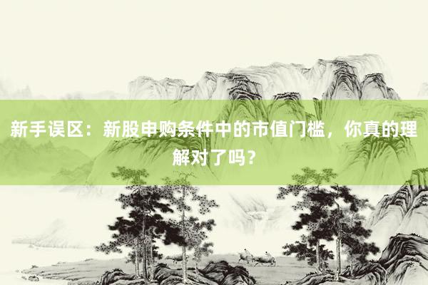 新手误区：新股申购条件中的市值门槛，你真的理解对了吗？