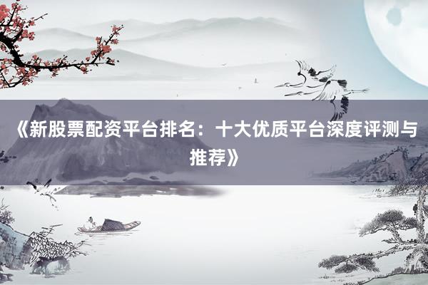 《新股票配资平台排名：十大优质平台深度评测与推荐》