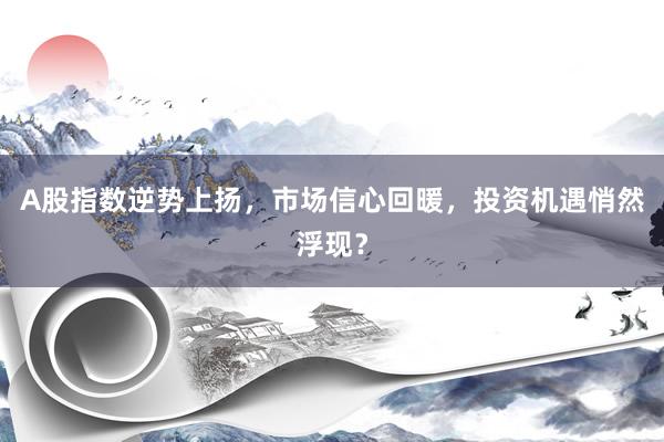 A股指数逆势上扬，市场信心回暖，投资机遇悄然浮现？
