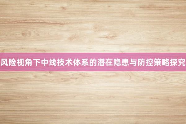 风险视角下中线技术体系的潜在隐患与防控策略探究