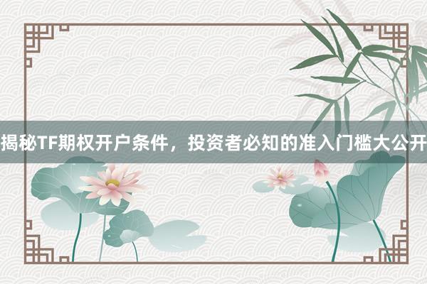 揭秘TF期权开户条件,投资者必知的准入门槛大公开
