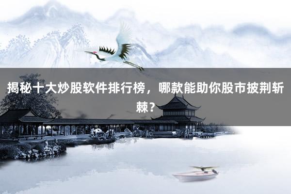 揭秘十大炒股软件排行榜，哪款能助你股市披荆斩棘？