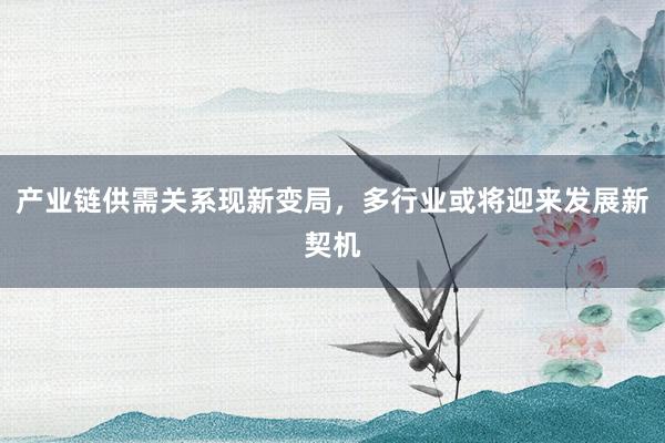 产业链供需关系现新变局，多行业或将迎来发展新契机