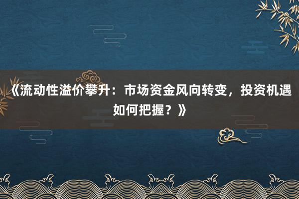 《流动性溢价攀升：市场资金风向转变，投资机遇如何把握？》