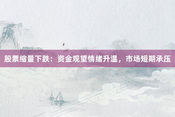 股票缩量下跌：资金观望情绪升温，市场短期承压