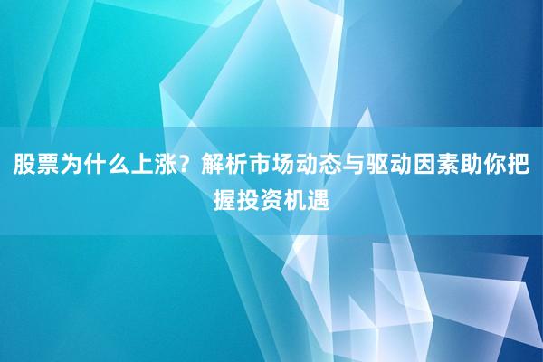 股票为什么上涨？解析市场动态与驱动因素助你把握投资机遇
