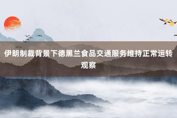 伊朗制裁背景下德黑兰食品交通服务维持正常运转观察