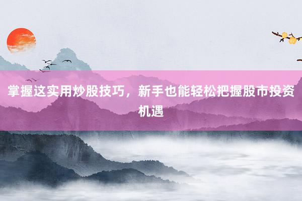 掌握这实用炒股技巧，新手也能轻松把握股市投资机遇