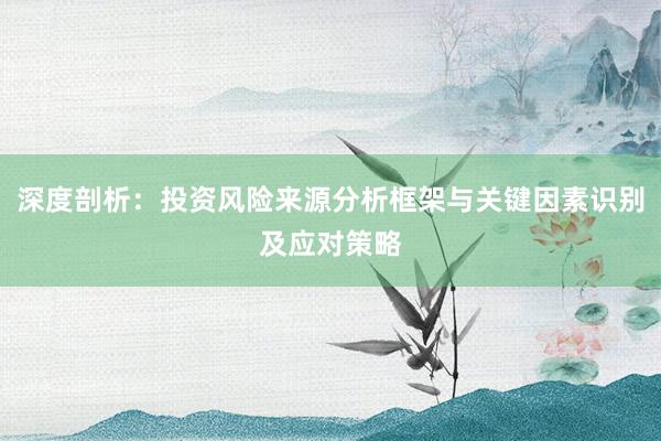 深度剖析：投资风险来源分析框架与关键因素识别及应对策略
