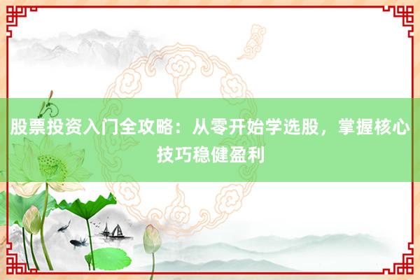 股票投资入门全攻略:从零开始学选股,掌握核心技巧稳健盈利