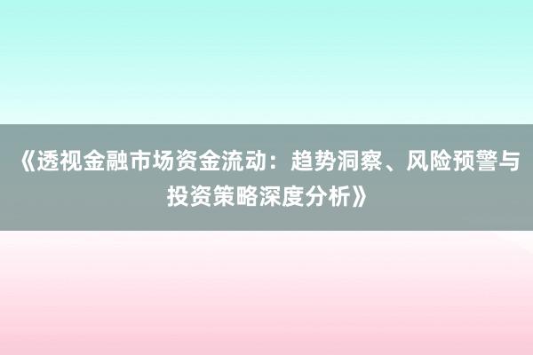 《透视金融市场资金流动：趋势洞察、风险预警与投资策略深度分析》
